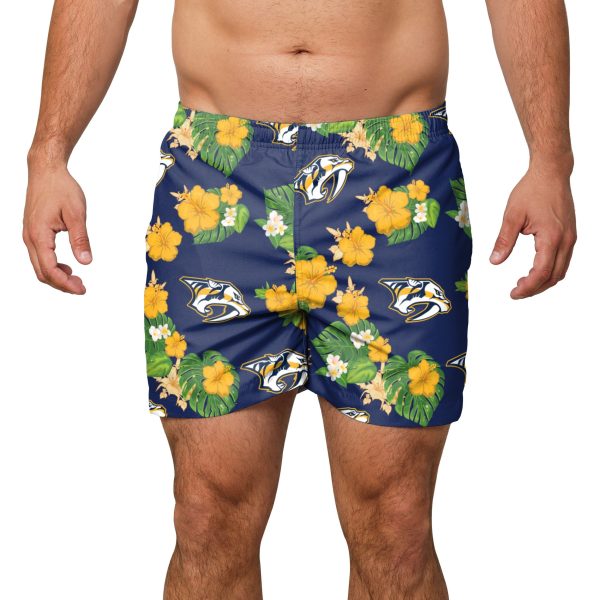 Nashville Predators NHL Mens Floral Slim Fit 5.5  Swimming Suit Trunks Online now - Image 2