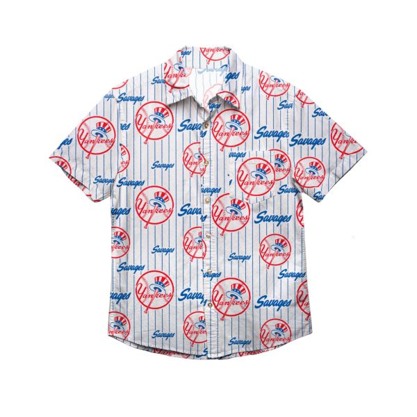 New York Yankees MLB Mens Savages Button Up Shirt Cheap - Image 2