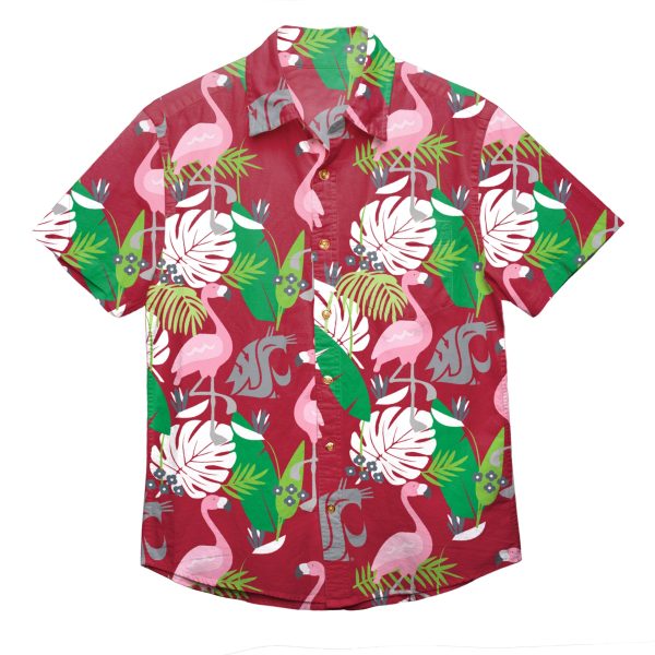 Washington State Cougars NCAA Mens Floral Button Up Shirt Online Hot Sale