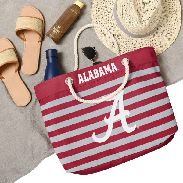 Alabama Crimson Tide NCAA Nautical Stripe Tote Bag Online Sale - Image 4