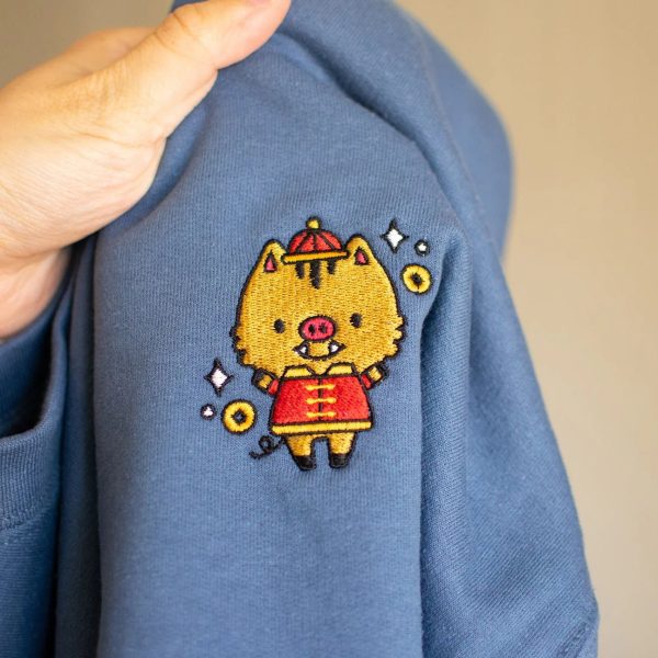 Year of the Pig Embroidered Sweatshirt   Overstock (Final Sale) Sale - Image 2